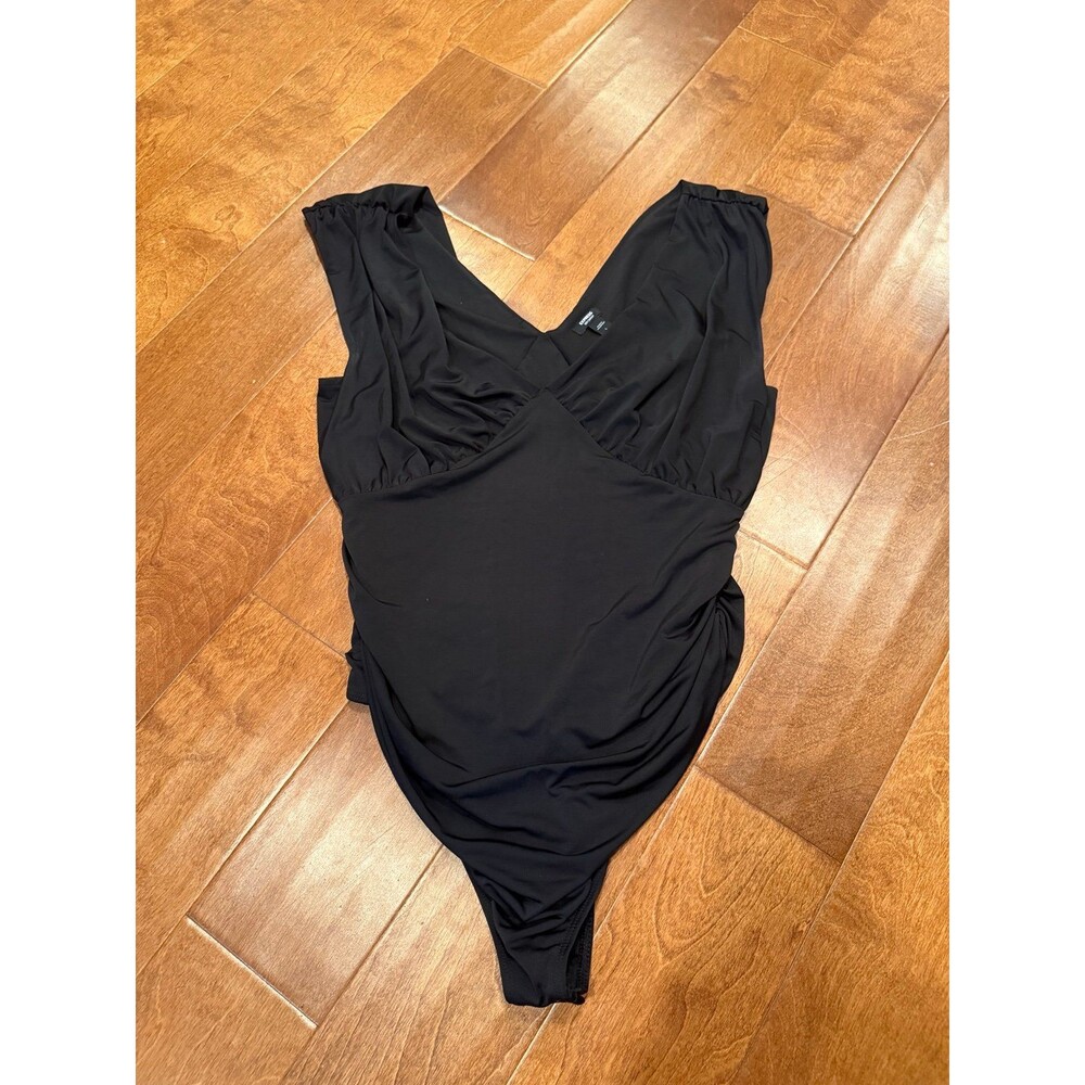 Express large black dressy V-neck bodysuit
